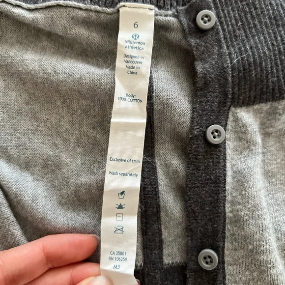 Lululemon After Class Cardigan Button Up Grey 2-Way Wear Cotton Women Sz 6 - Picture 7 of 11